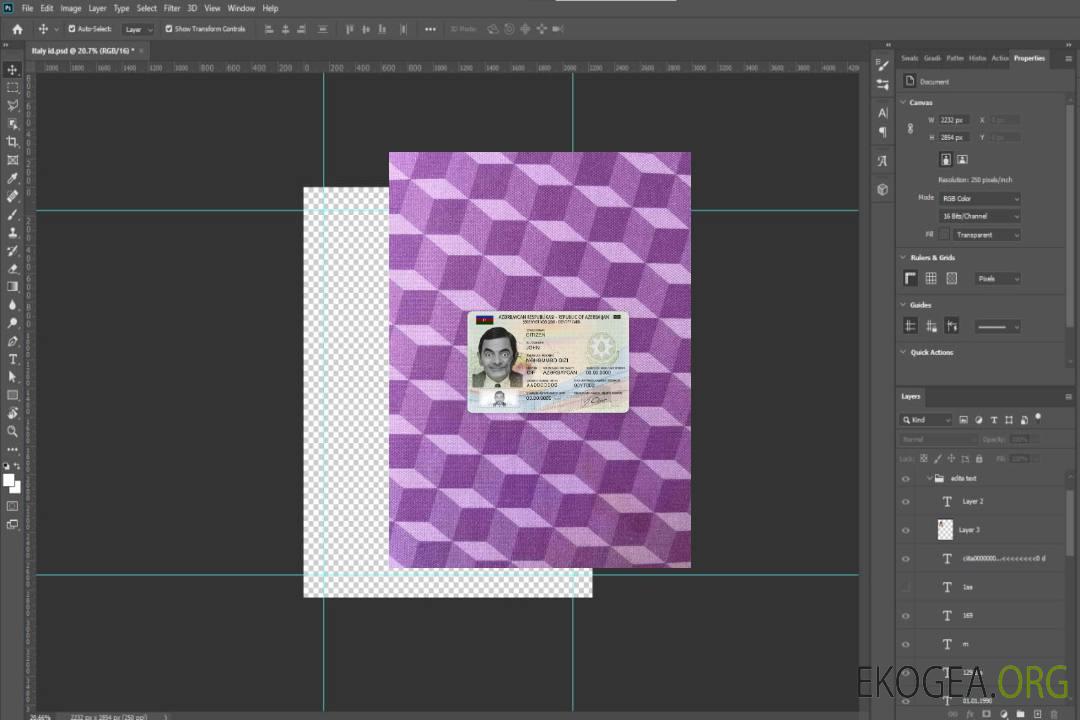 Photolook d'identité d'Azerbaïdjan AVANT template